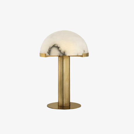 Stijlvolle Tafellamp Zwart en Goud van Albast en Metaal - Unieke Lampenkap 30 cm Diameter-2