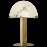 Stijlvolle Tafellamp Zwart en Goud van Albast en Metaal - Unieke Lampenkap 30 cm Diameter-6