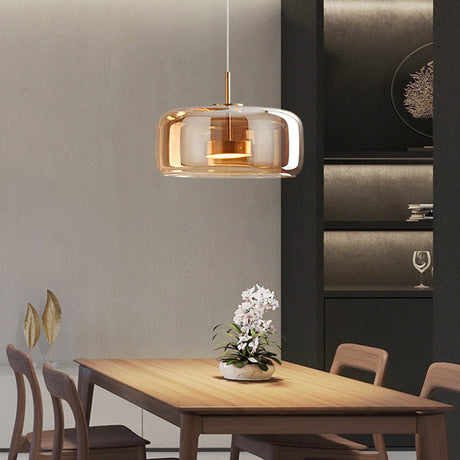 Variant image for Ambachtelijke LED Hanglamp van Metaal en Amberglas - Retro Woonkamer Lamp voor Eettafel en Slaapkamer-6