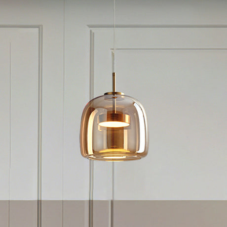 Variant image for Ambachtelijke LED Hanglamp van Metaal en Amberglas - Retro Woonkamer Lamp voor Eettafel en Slaapkamer-5