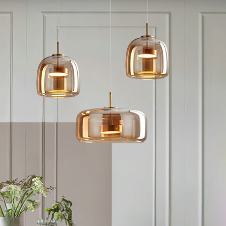 Ambachtelijke LED Hanglamp van Metaal en Amberglas - Retro Woonkamer Lamp voor Eettafel en Slaapkamer-3