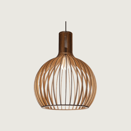 Scandinavische Hanglamp van Hout met Verstelbare Kabel voor Woonkamer en Slaapkamer - Elegant en Modern Design-2