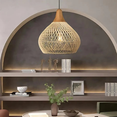 Handgemaakte Rotan Hanglamp - Boho Woonkamer Lamp met Warme Verlichting voor Slaapkamer en Eetkamer-3