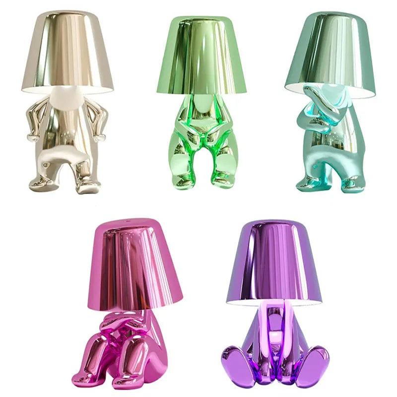 Moderne LED Tafellamp met Uniek Denker Ontwerp en Warm Wit Licht - Kunsthars Voet voor Stijlvolle Interieurs-5
