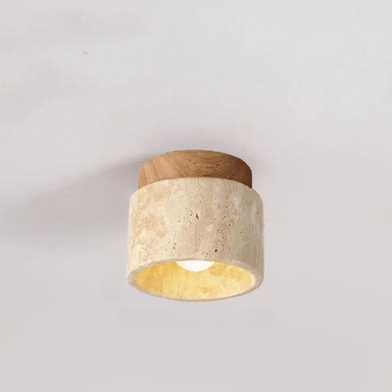 Moderne Travertine Plafondlamp met Inbouw LED Verlichting - Warm Wit voor Trappenhuis en Gangen-6