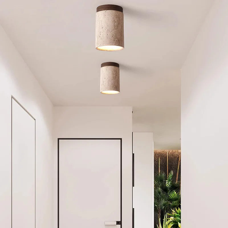 Moderne Travertine Plafondlamp met Inbouw LED Verlichting - Warm Wit voor Trappenhuis en Gangen-3