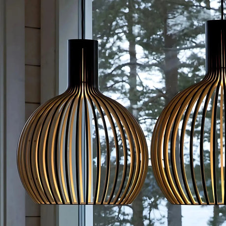Scandinavische Hanglamp van Hout met Verstelbare Kabel voor Woonkamer en Slaapkamer - Elegant en Modern Design-3