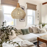 Handgemaakte Rotan Hanglamp - Boho Woonkamer Lamp met Warme Verlichting voor Slaapkamer en Eetkamer-5